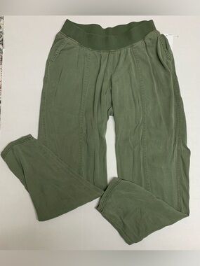 NWT Sonoma Maternity Under The Belly Pants Army Green Size XS Linen Blend Casual